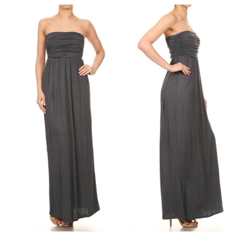 Dark Gray Strapless Maxi